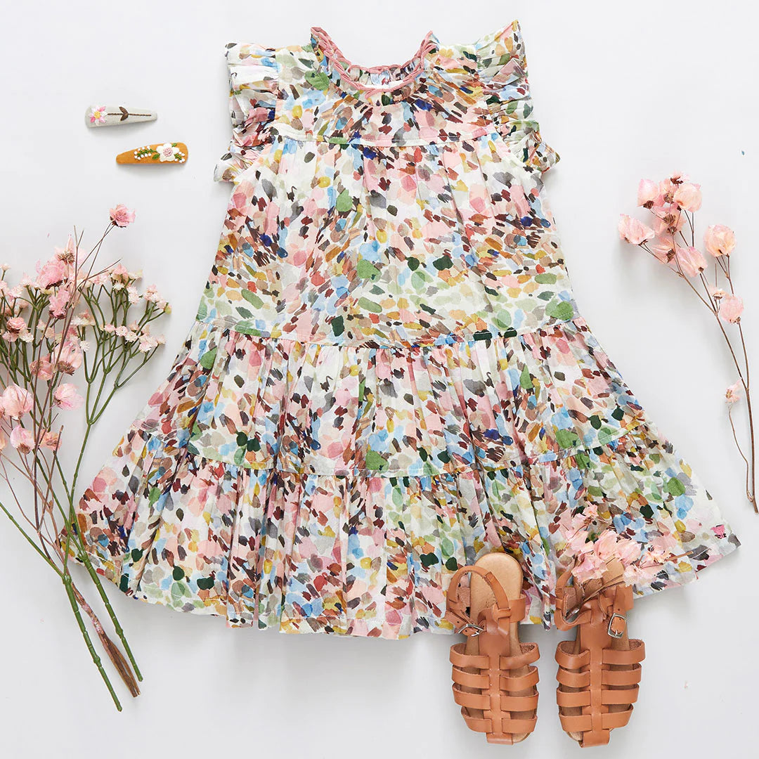 Watercolor Brush Girls Kalani Dress