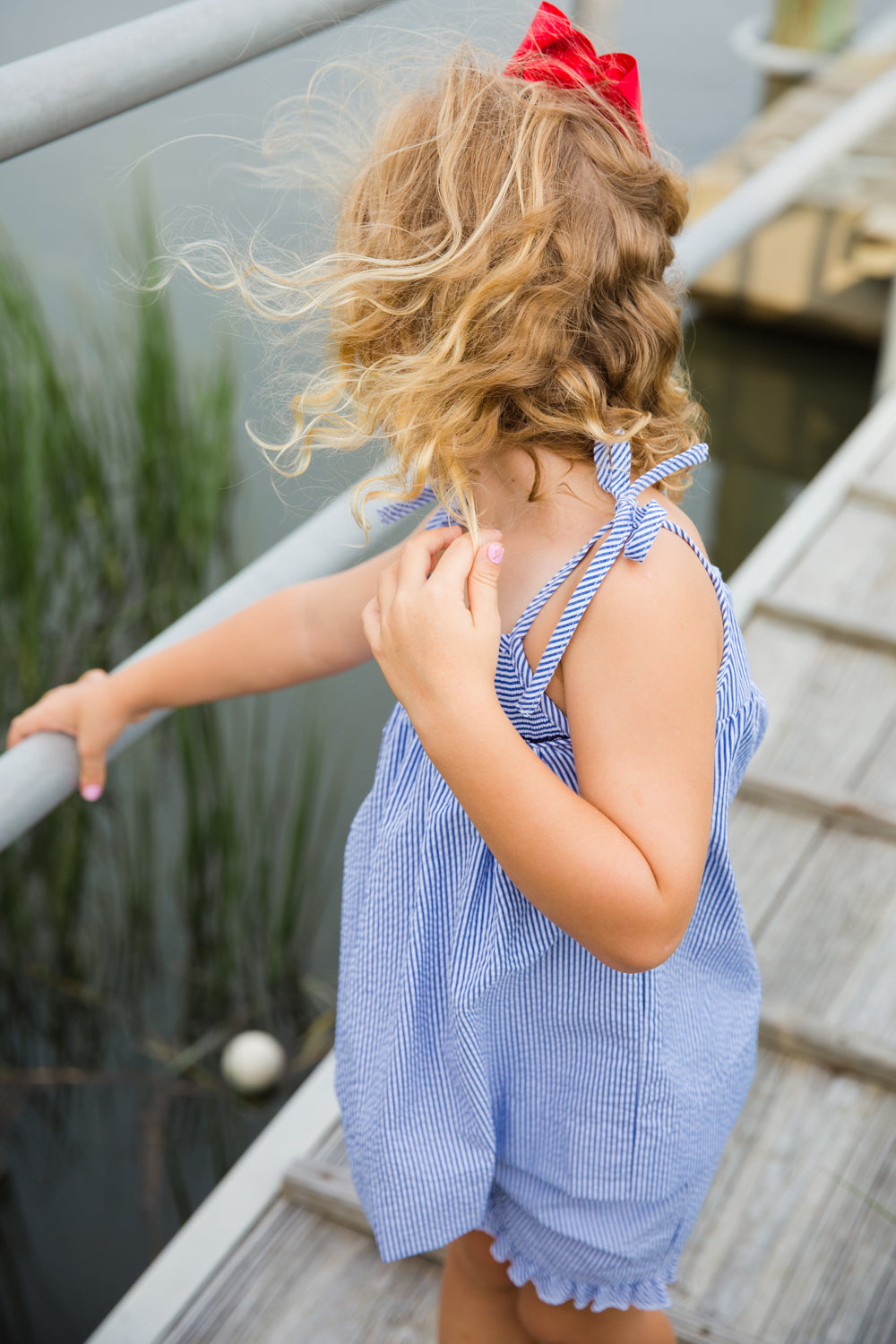 Smocked Sailboats at Sea Tie-Strap Short Set