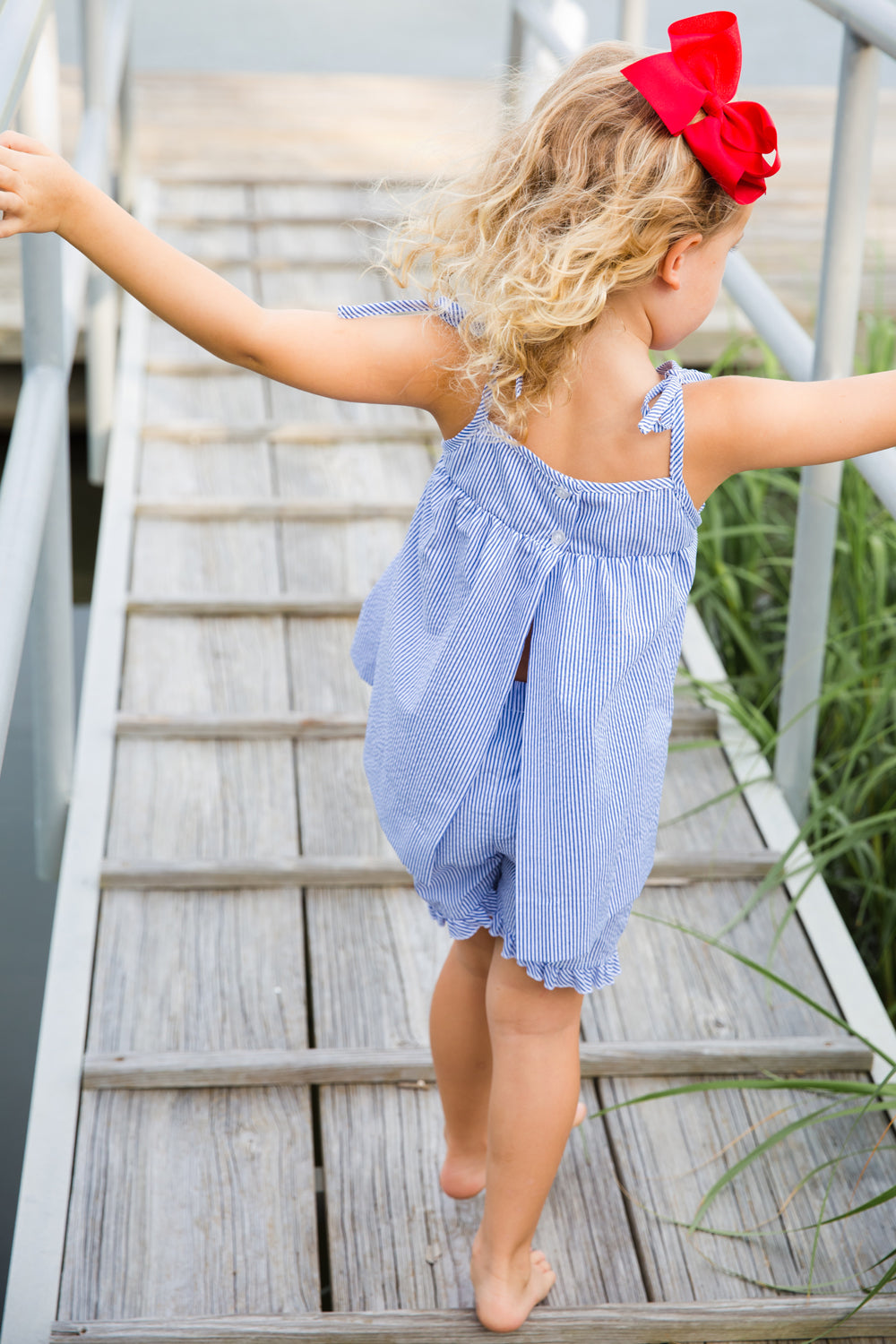 Smocked Sailboats at Sea Tie-Strap Short Set
