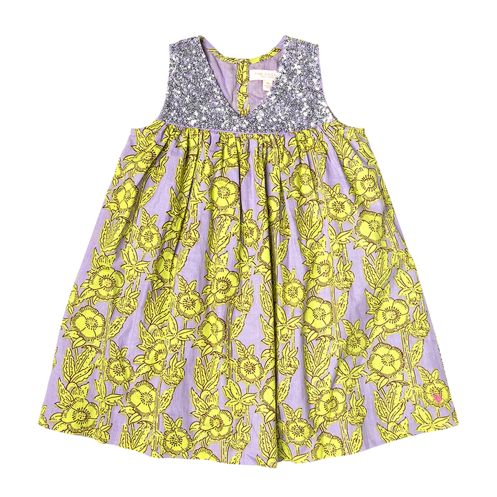 Lavender Stem Floral Girls Courtney Dress