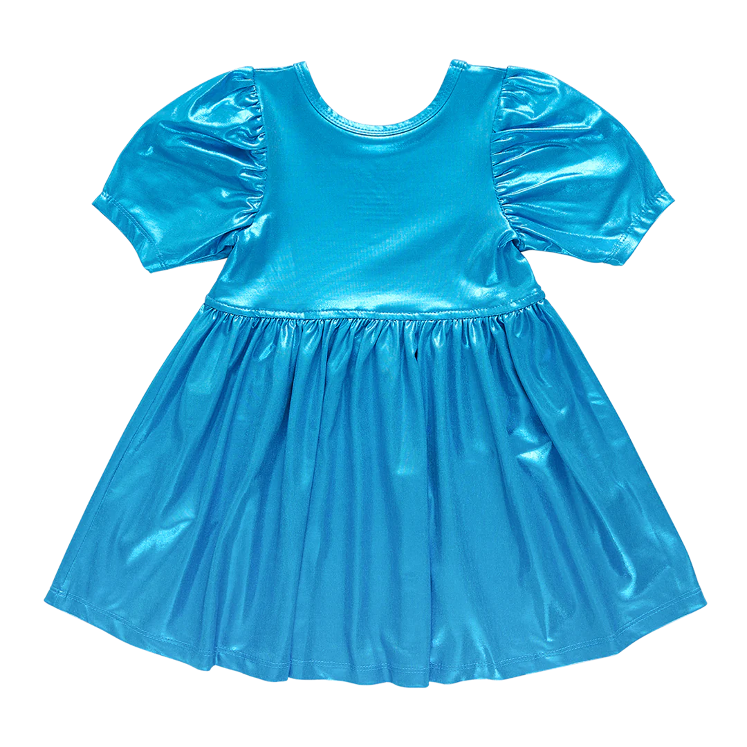 Teal Girls Lame Laurie Dress