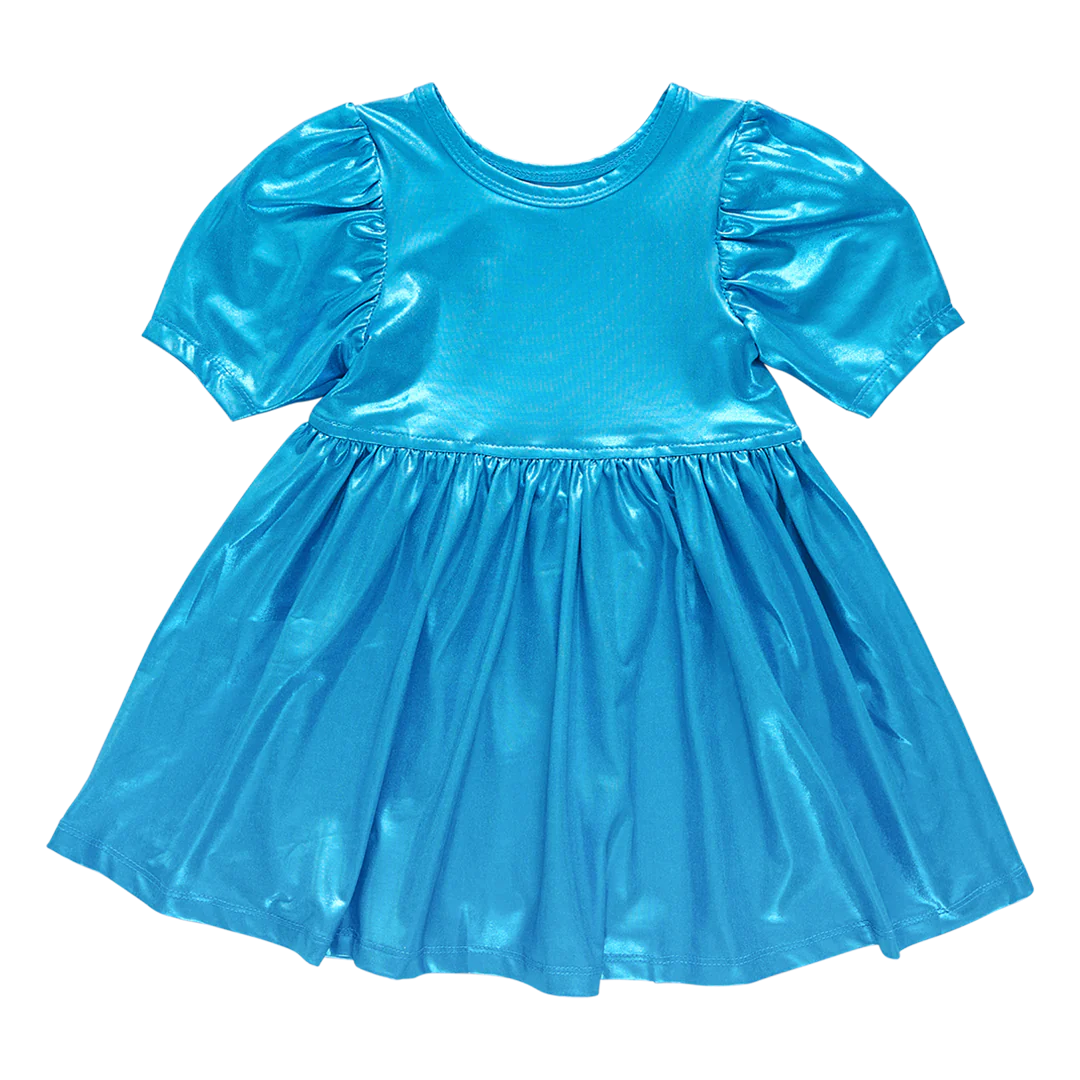 Teal Girls Lame Laurie Dress