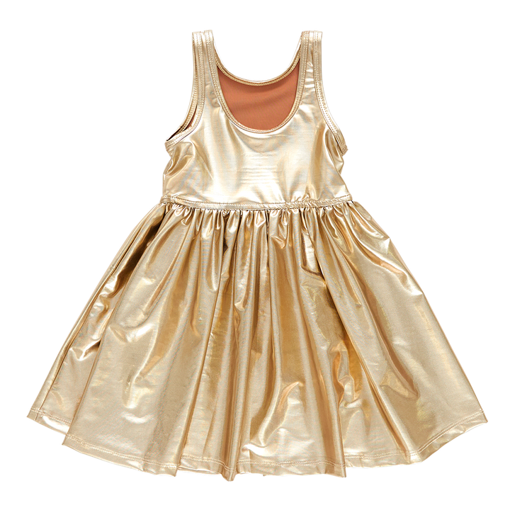 Metallic Gold Liza Lame Dress