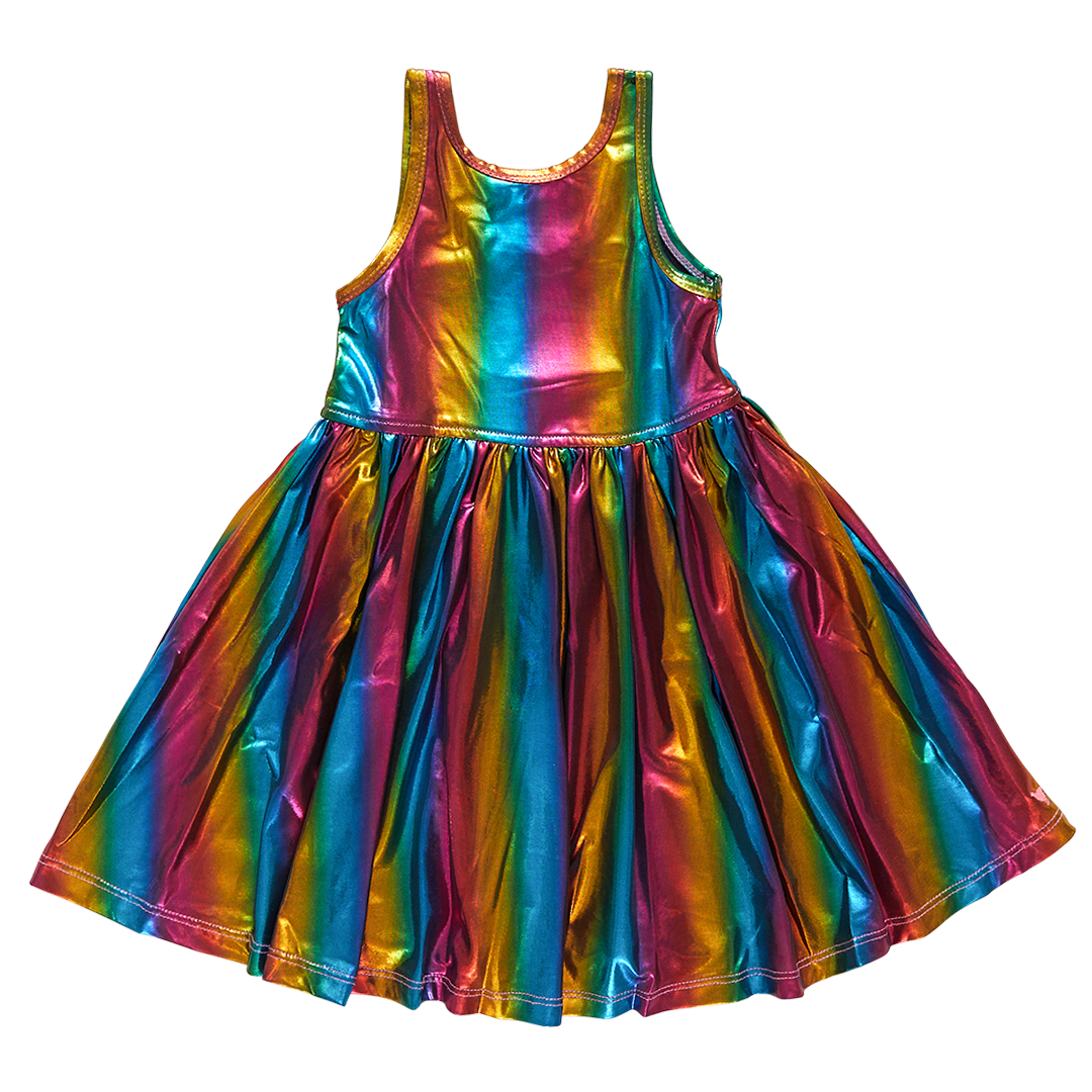 Dark Rainbow Liza Lame Dress
