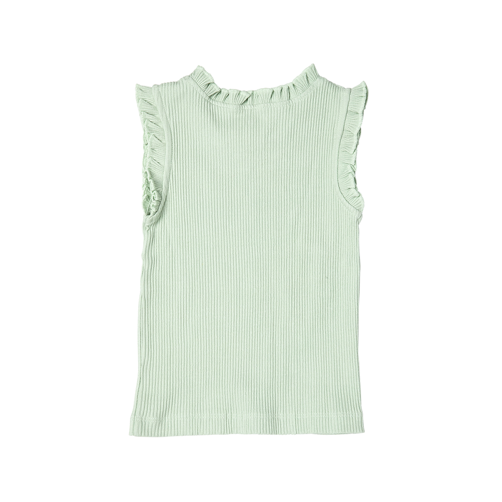 Frosty Green Organic Ruffle Rib Tank