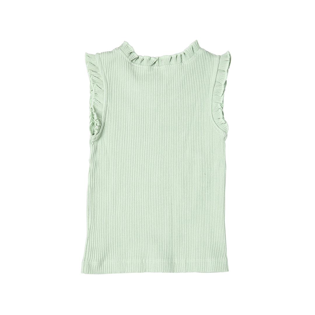 Frosty Green Organic Ruffle Rib Tank