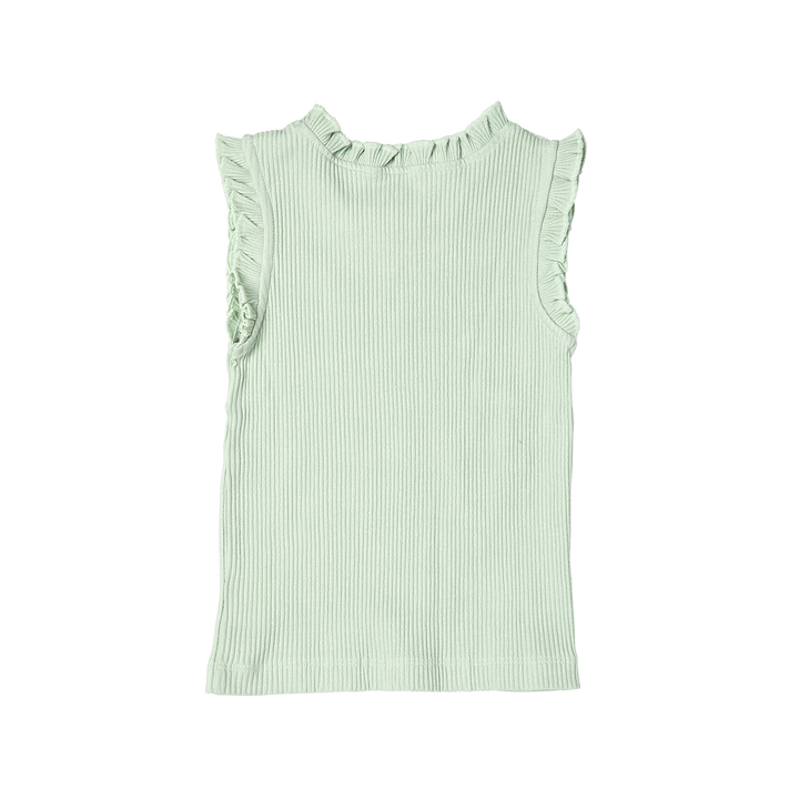 Frosty Green Organic Ruffle Rib Tank