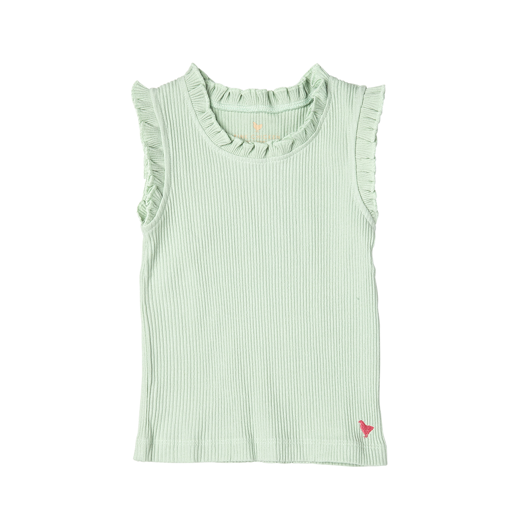 Frosty Green Organic Ruffle Rib Tank