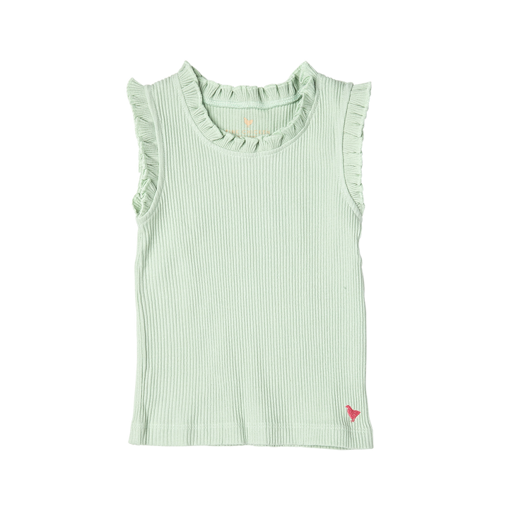 Frosty Green Organic Ruffle Rib Tank