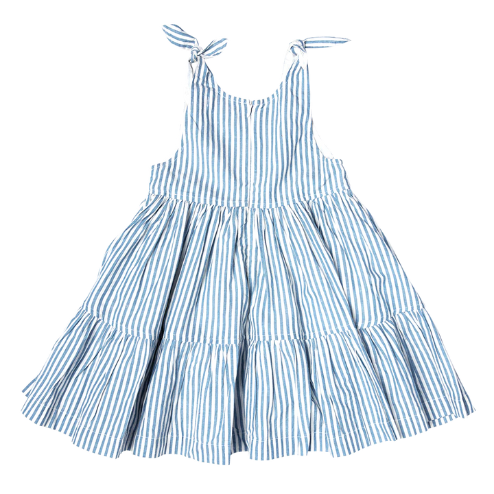 Blue Skinny Stripe Girls Taylor Dress