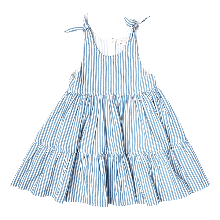 Blue Skinny Stripe Girls Taylor Dress