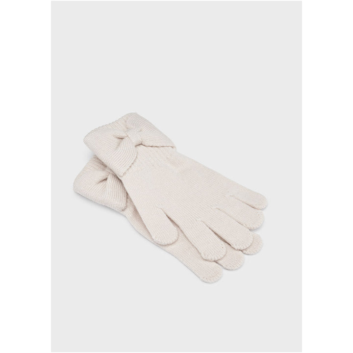 Beige Bow Knit Gloves