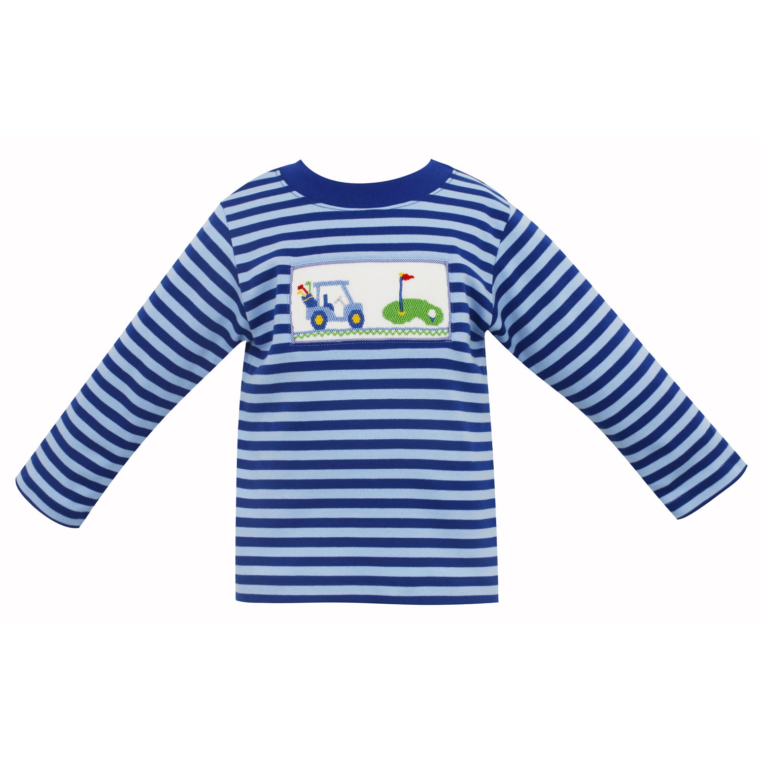 Periwinkle Blue Stripe Golf Long Sleeve T-Shirt