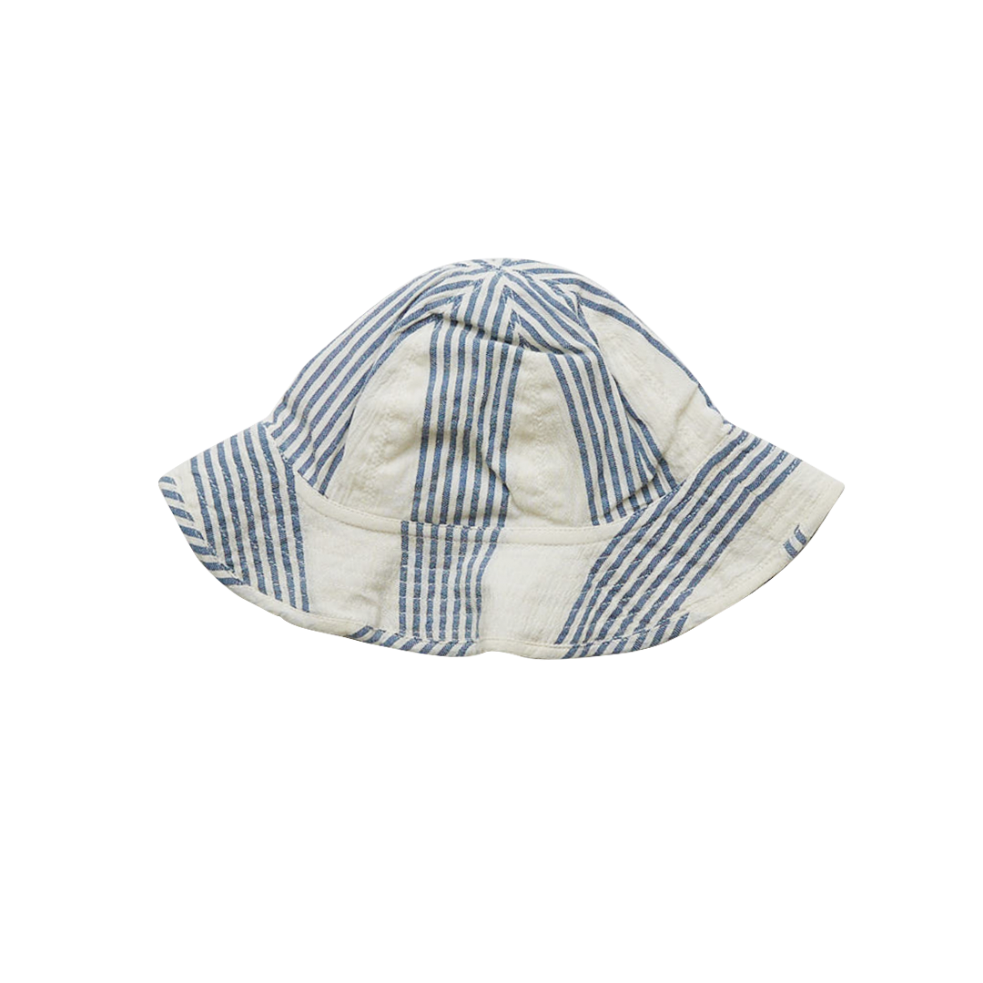 Antique White & Navy Column Stripe Sun Hat