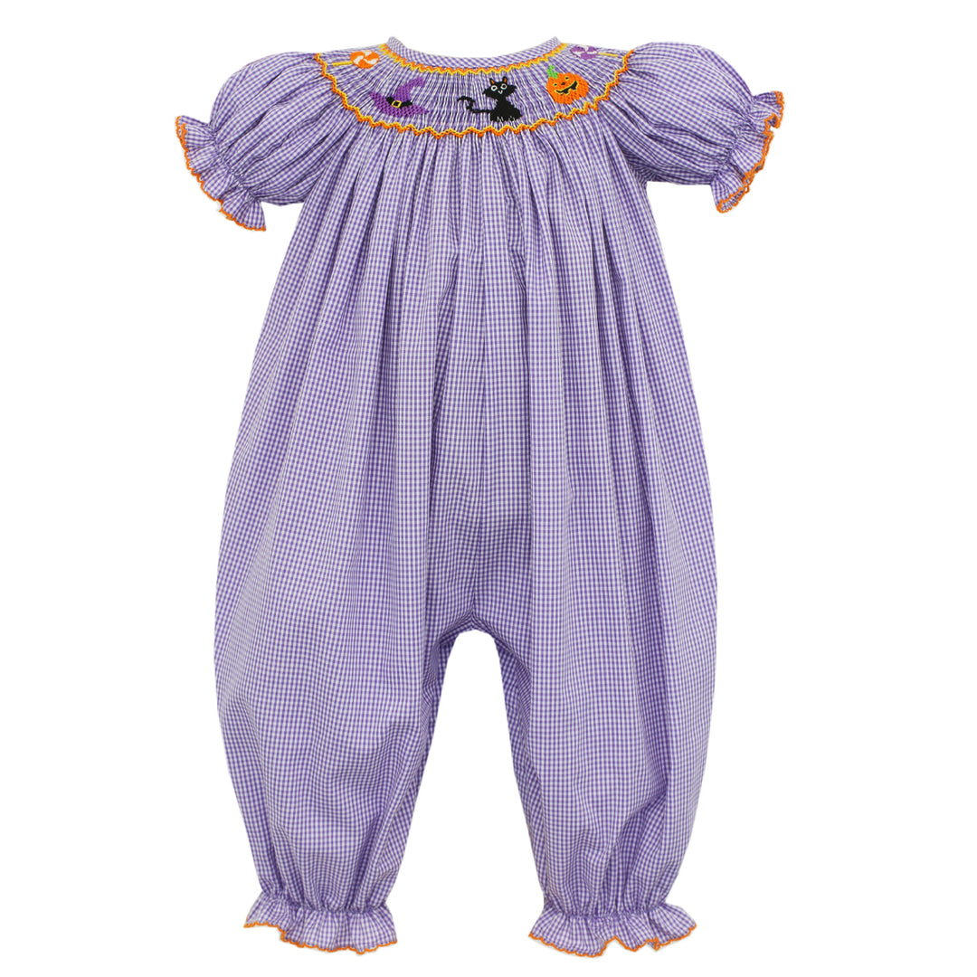 Purple Mini Check Halloween Long Bishop Bubble