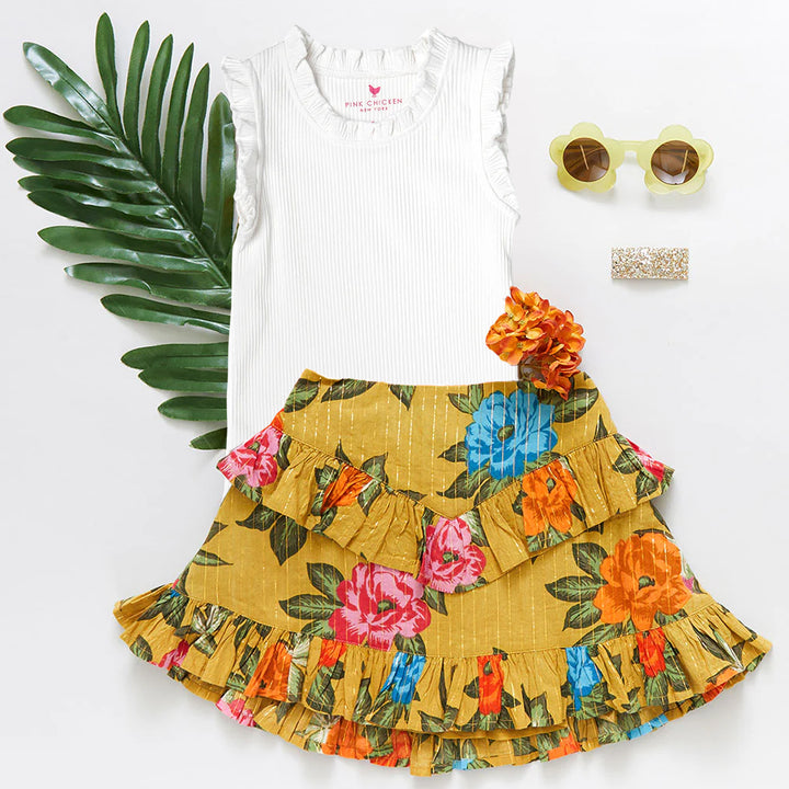 Hawaiian Floral Girls Suzanne Skirt