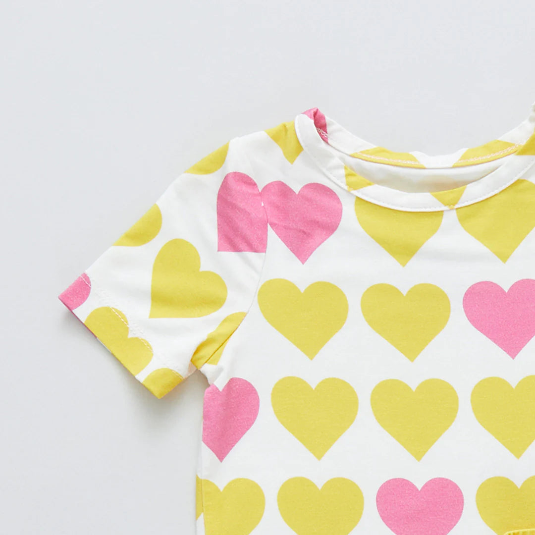 Lemon Hearts Kids Bamboo PJ Set