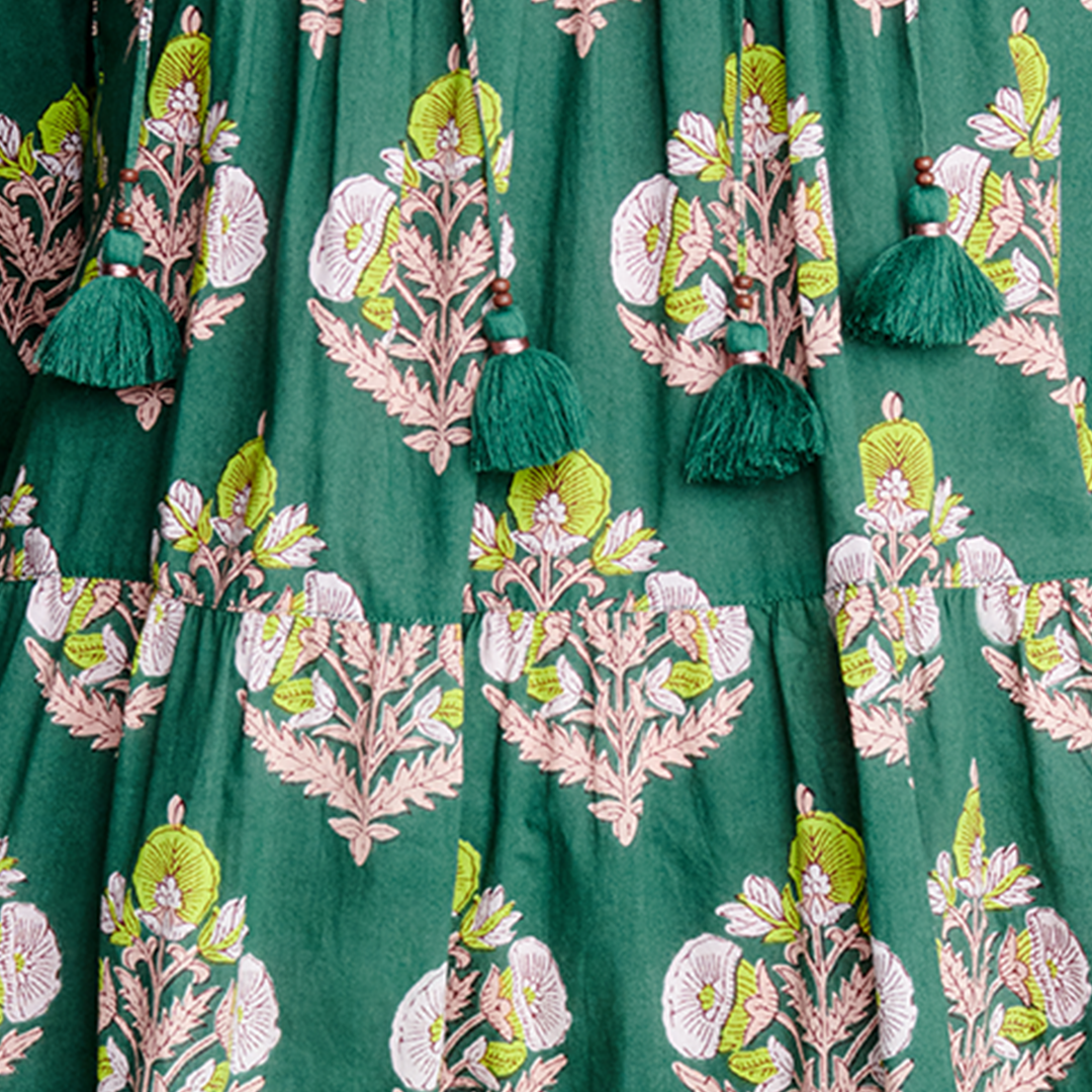 Hunter Green Flower Indira Dress