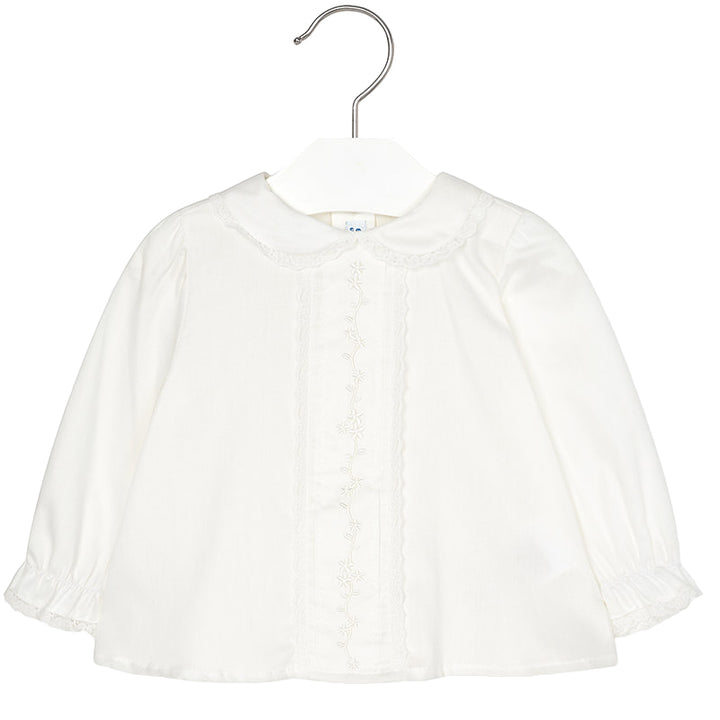 Ivory Embroidered Long Sleeve Blouse