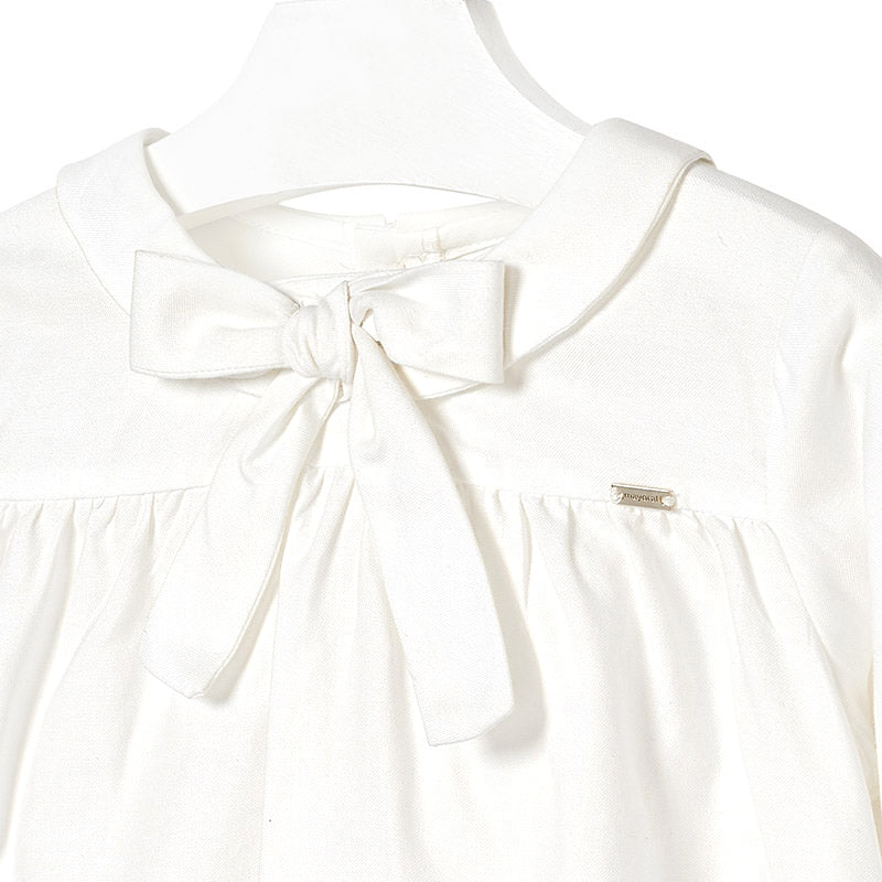 Ivory Cotton Bow Blouse