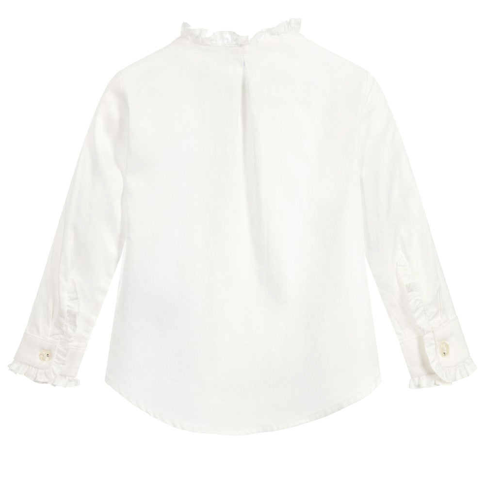 Ivory Cotton Ruffle Blouse