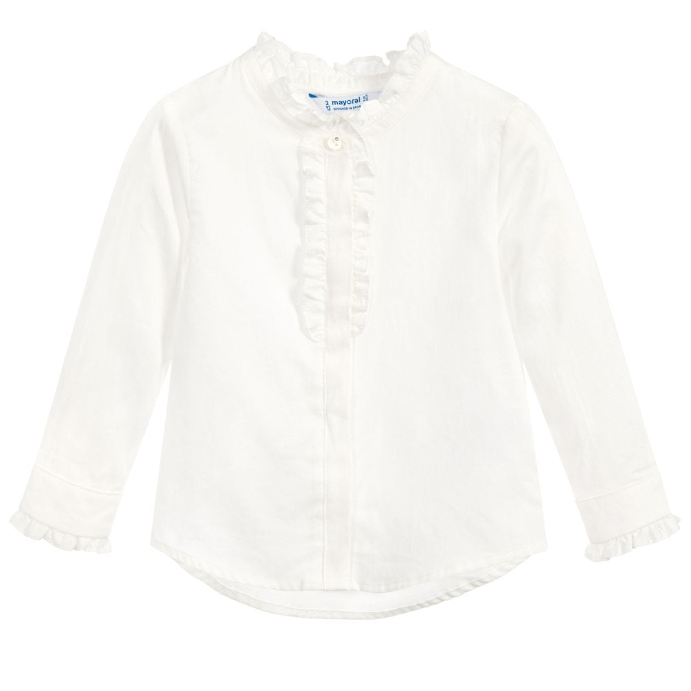 Ivory Cotton Ruffle Blouse