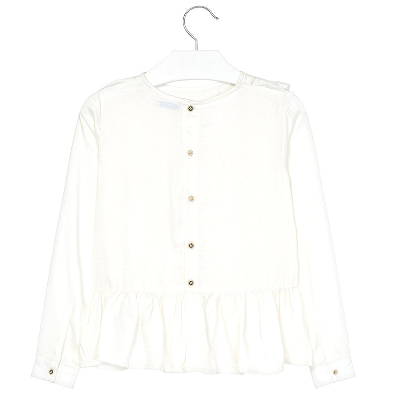 Ivory Peplum Ruffle Blouse