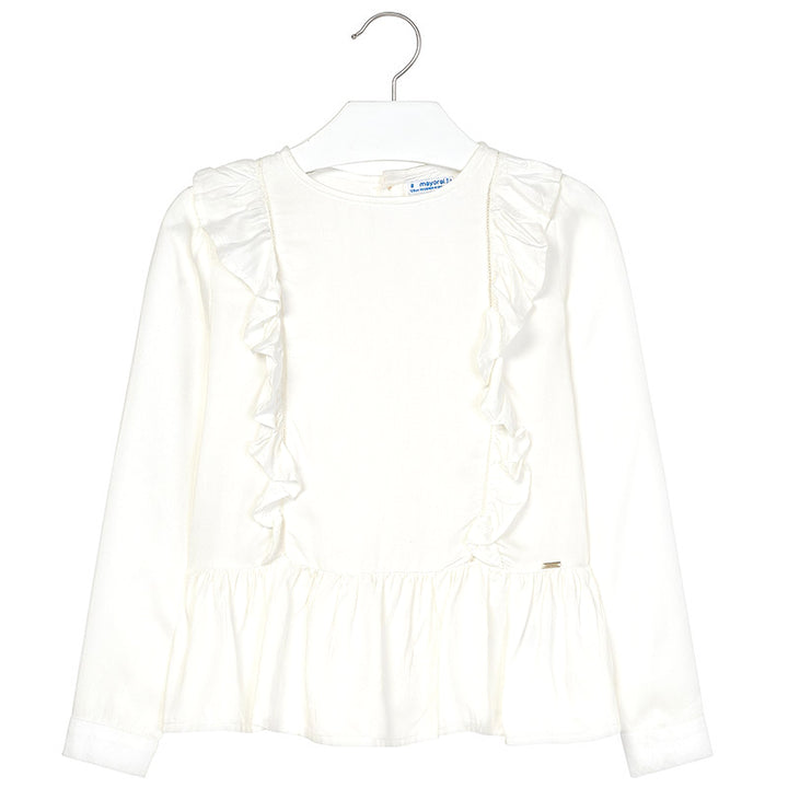 Ivory Peplum Ruffle Blouse