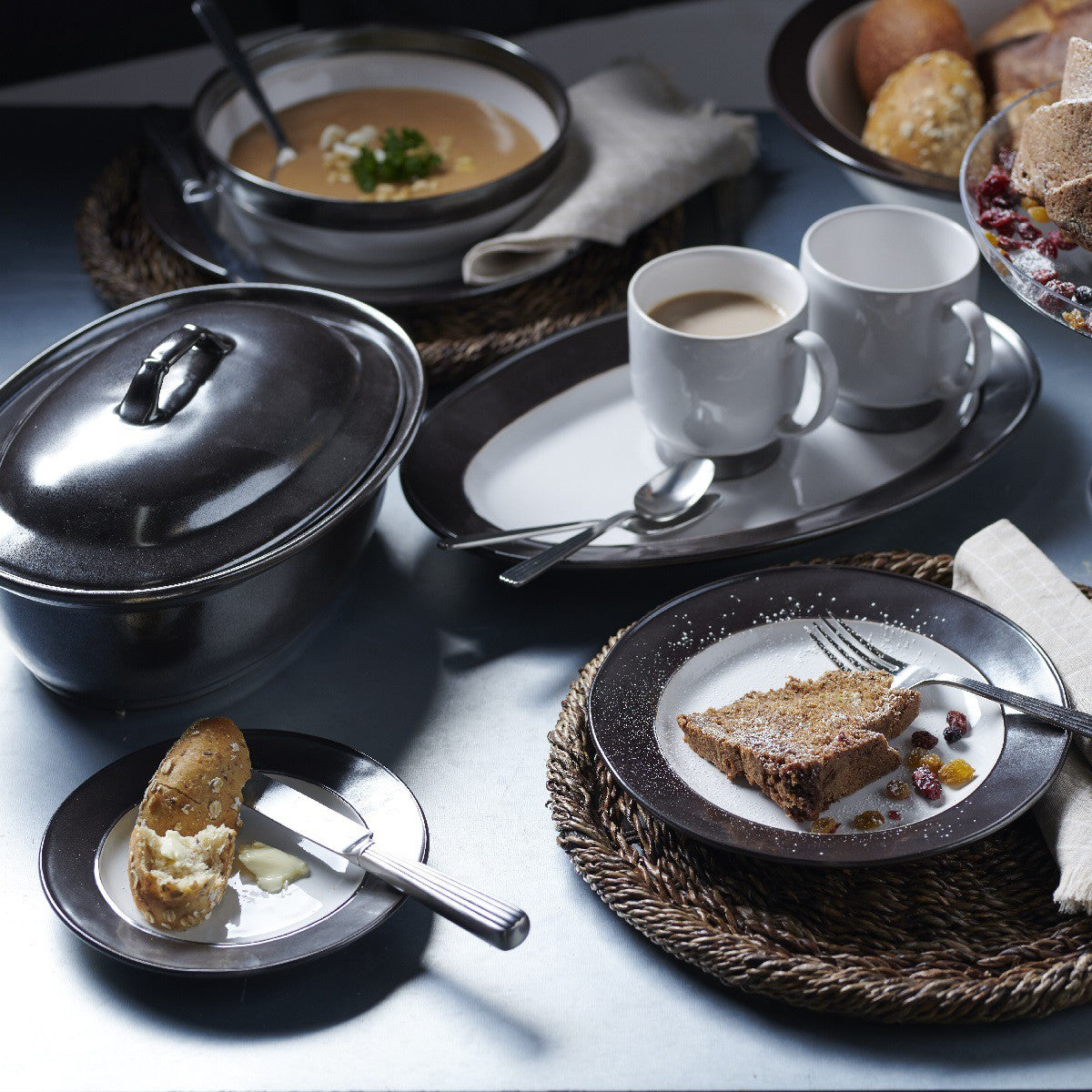 Emerson White/Pewter Side/Cocktail Plate