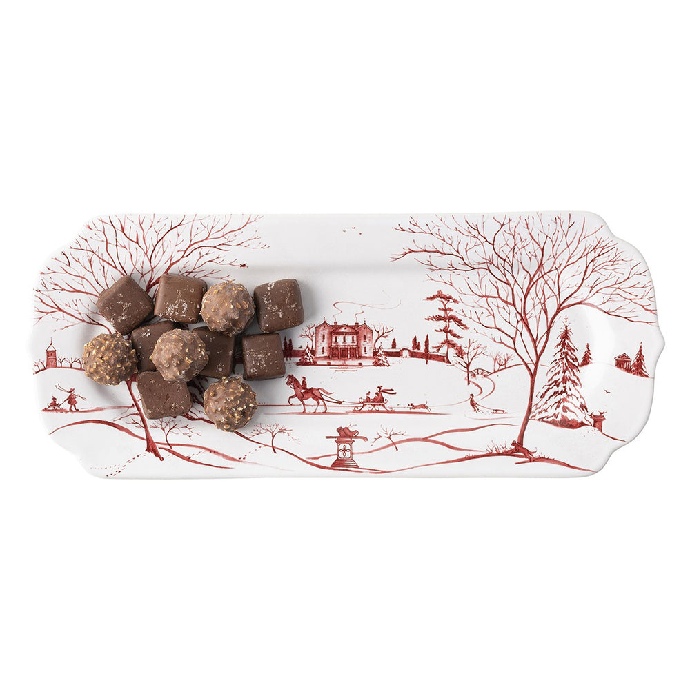 Country Estate Winter Frolic 15" Hostess Tray - Ruby