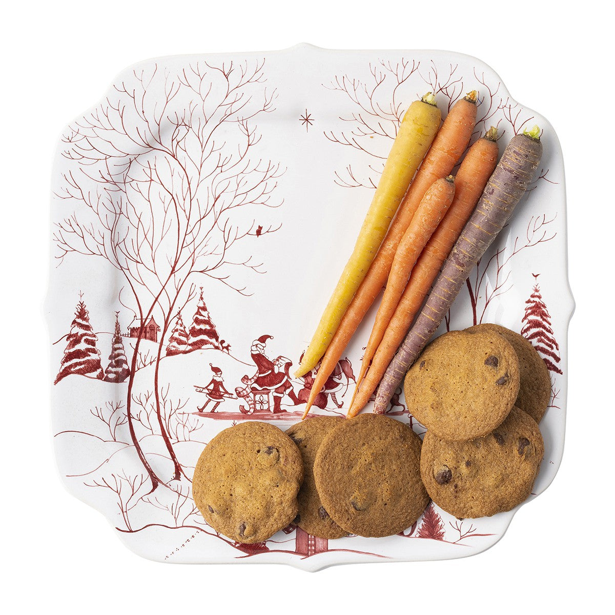 Country Estate Winter Frolic Ruby Santa's Cookie Tray Naughty and Nice List