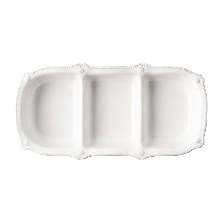 Berry & Thread 14" Triple Section Server - Whitewash