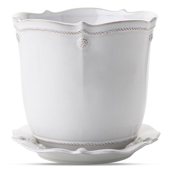 Berry & Thread Whitewash 7" Planter & Saucer