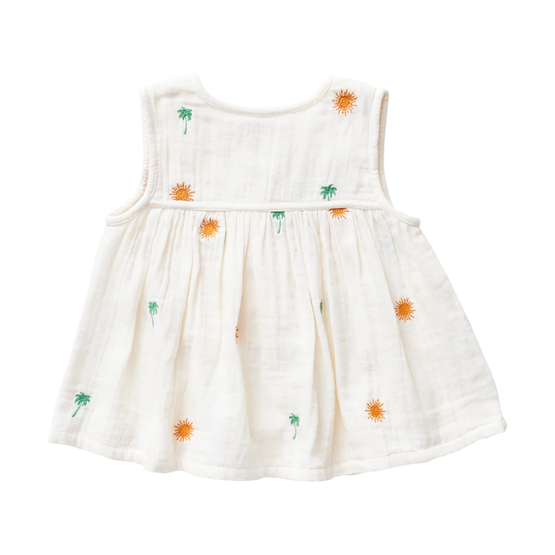 Antique White Palm Tree & Sun Jade Top