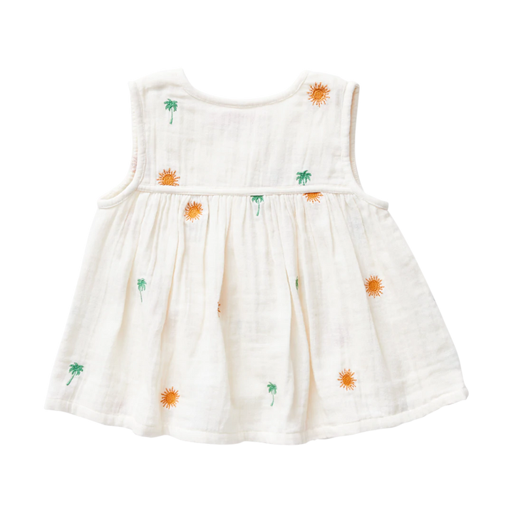 Antique White Palm Tree & Sun Jade Top