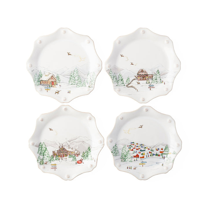 Berry & Thread North Pole Scalloped Dessert/Salad Plate Set/4