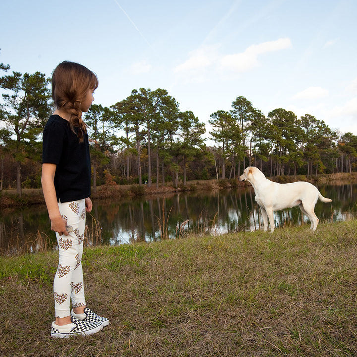 Leopard Heart Girls Organic Legging