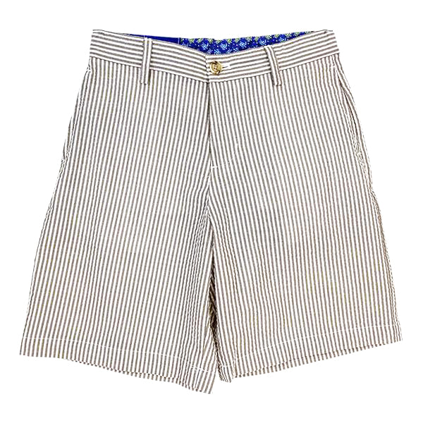Khaki Stripe Seersucker Shorts