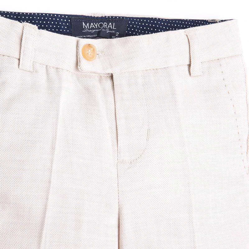 Beige Cotton & Linen Shorts