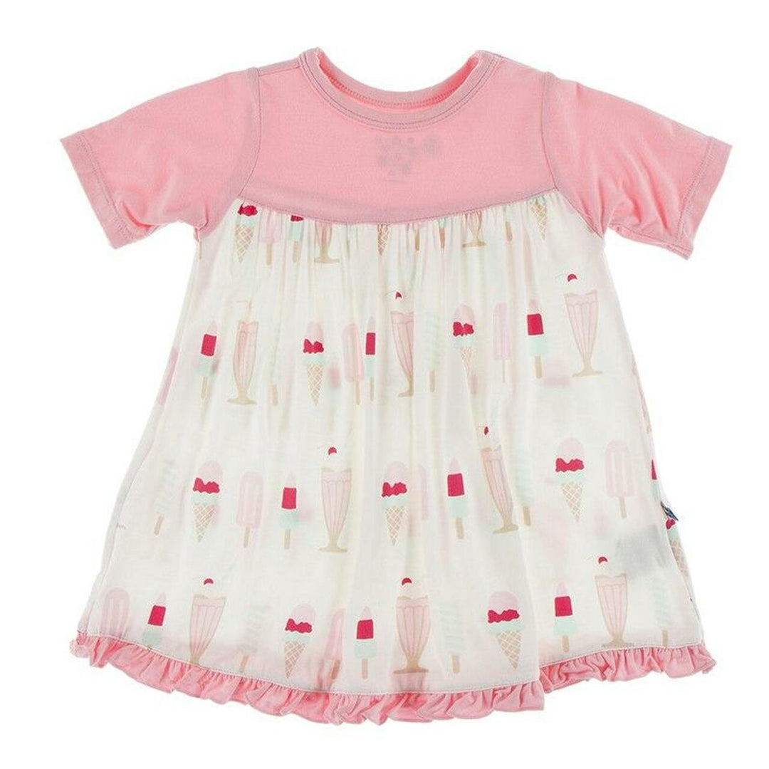 Natural Ice Cream Shop Short Sleeve Swing Dress