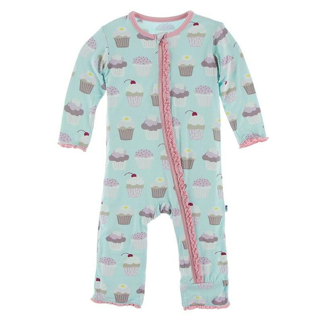 Summer Sky Cupcakes Ruffle Coverall w/ Snaps