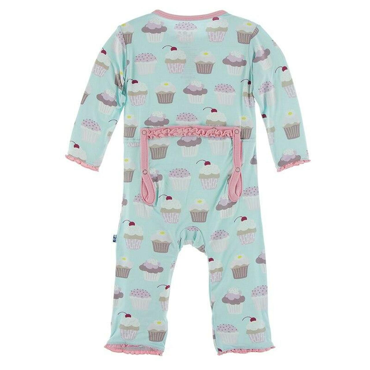 Summer Sky Cupcakes Ruffle Coverall w/ Snaps
