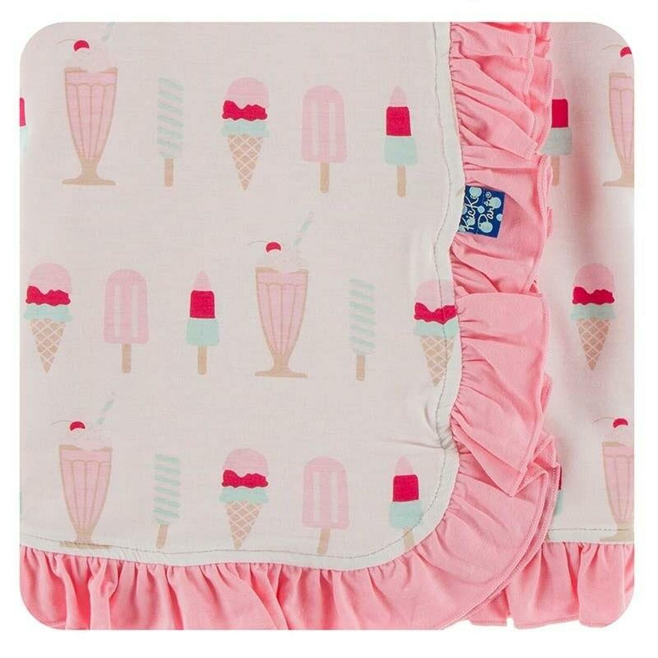 Natural Ice Cream Shop Ruffle Toddler Blanket