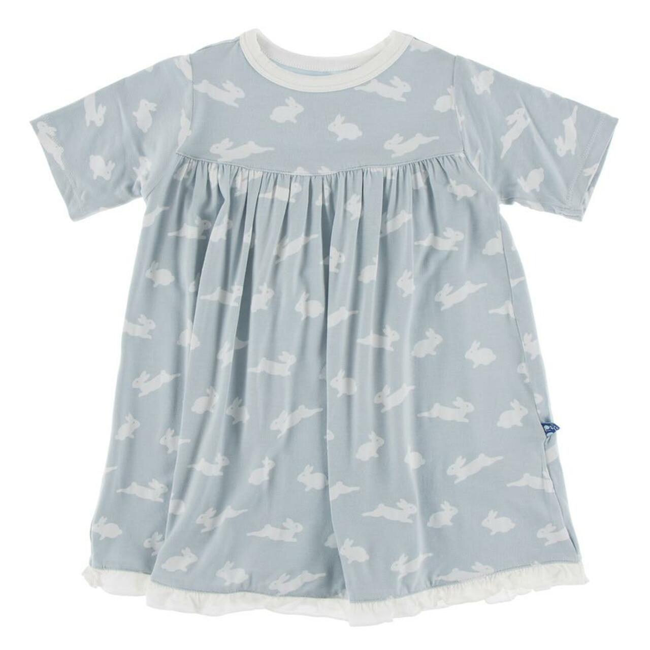 Pearl Blue Bunny Classic Short Sleeve Swing Dress