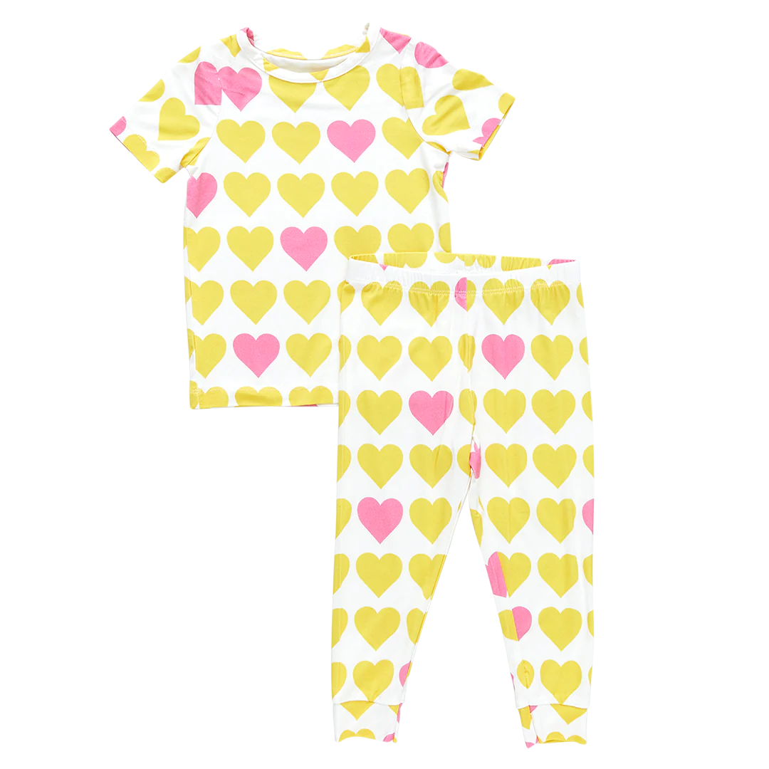 Lemon Hearts Kids Bamboo PJ Set