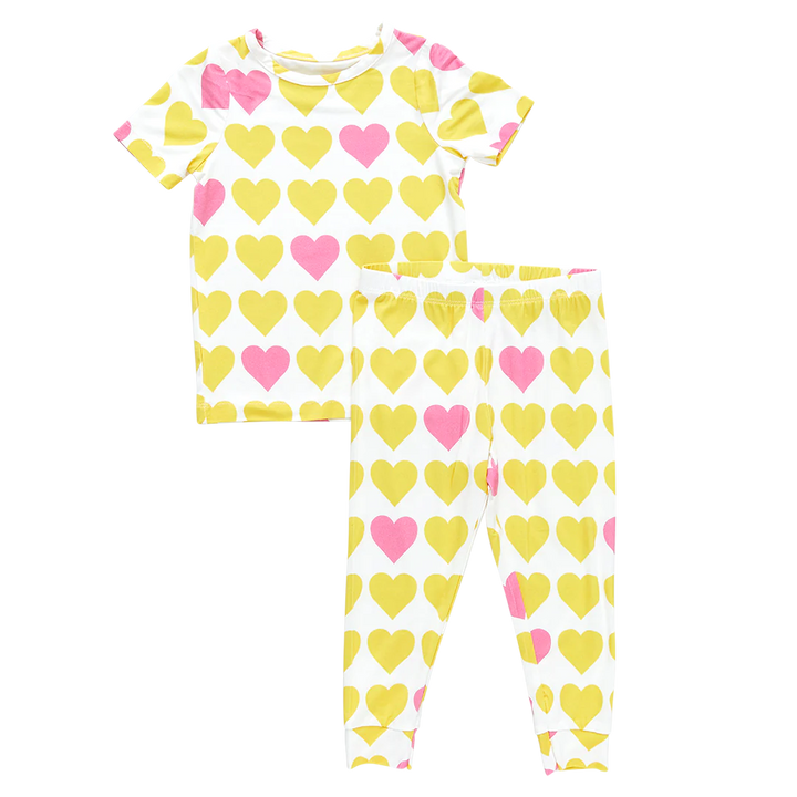 Lemon Hearts Kids Bamboo PJ Set