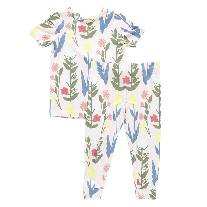 Pink Paper Floral Kids Bamboo PJ Set