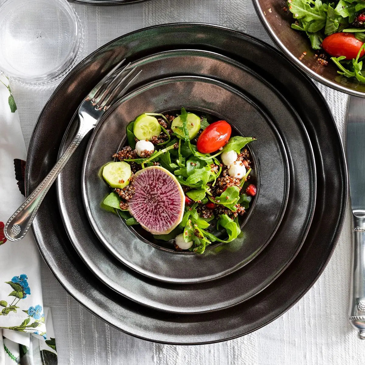 Pewter Stoneware Dessert/Salad Plate