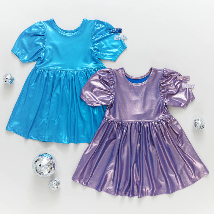 Teal Girls Lame Laurie Dress
