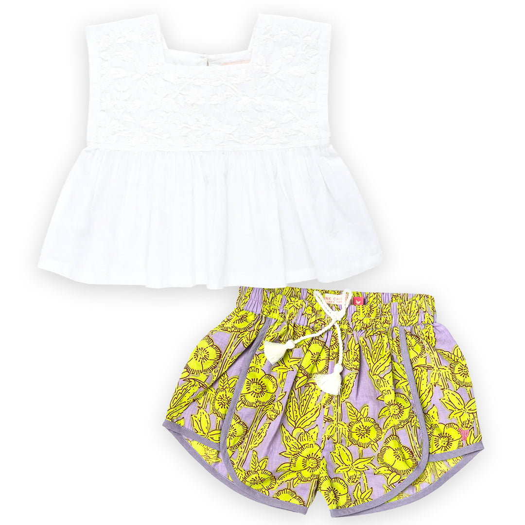 Lavender Stem Floral Girls Millie Short
